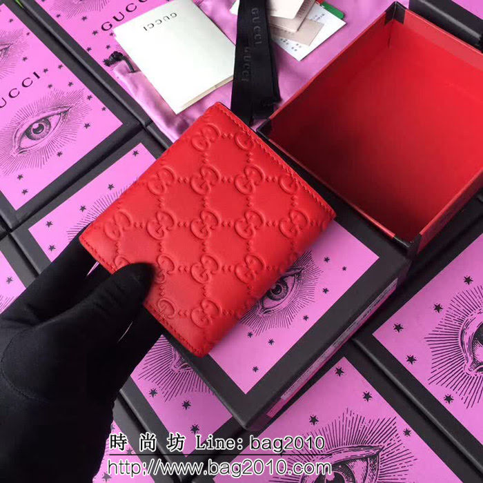 GUCCI古馳 歐洲正品原單 padlock系列 最新款短皮夾 453155 紅色壓花全皮 WTG1195